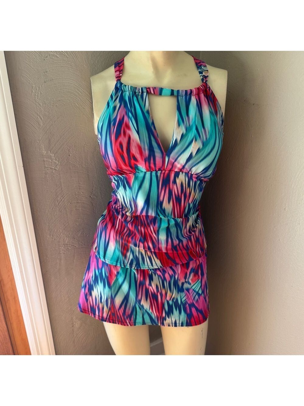 Sunsets tankini skort bottom two piece swim suit size s/m nwt colorful print